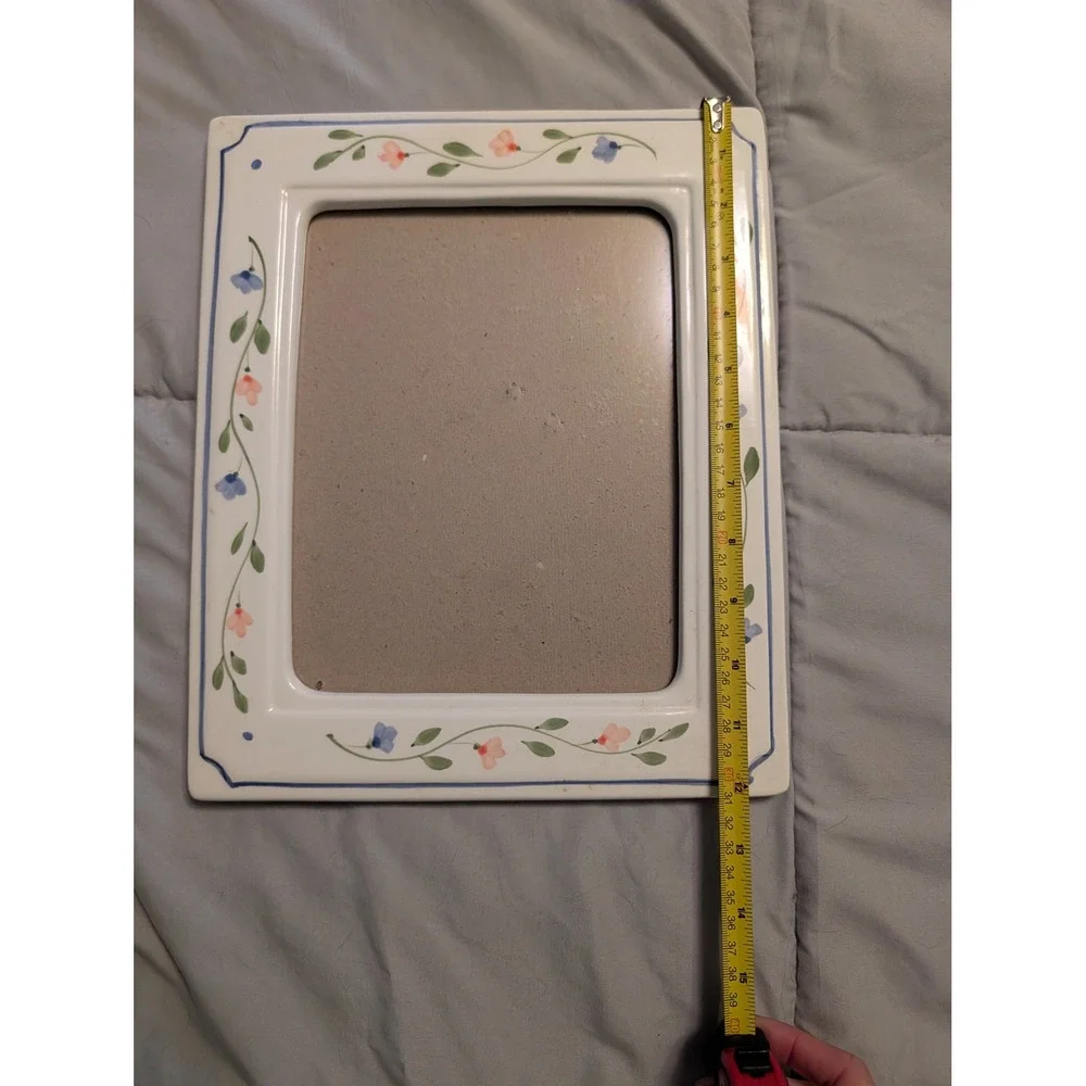 Vintage Fetco 1984 Ceramic Floral Picture Frames Set of 2 Hand Painted 8x10